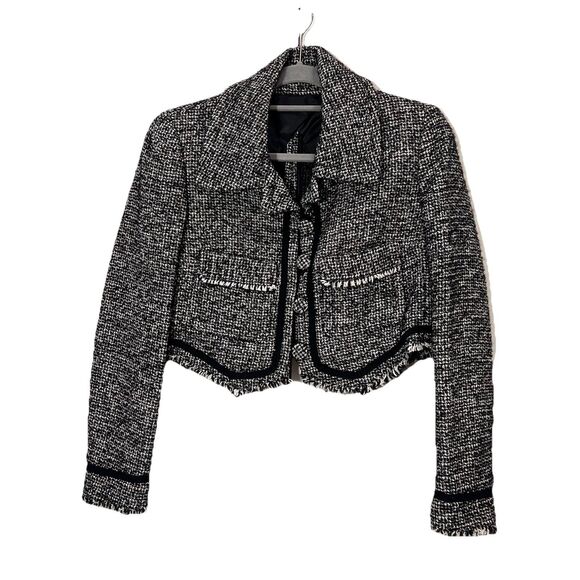 Philosophy Di Lorenzo Serafini Tweed Jacket Womens 8 Cropped Classy Old Money - Picture 1 of 7